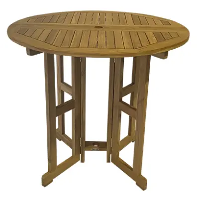 Teak Round Drop Leaf Table – Bar Height