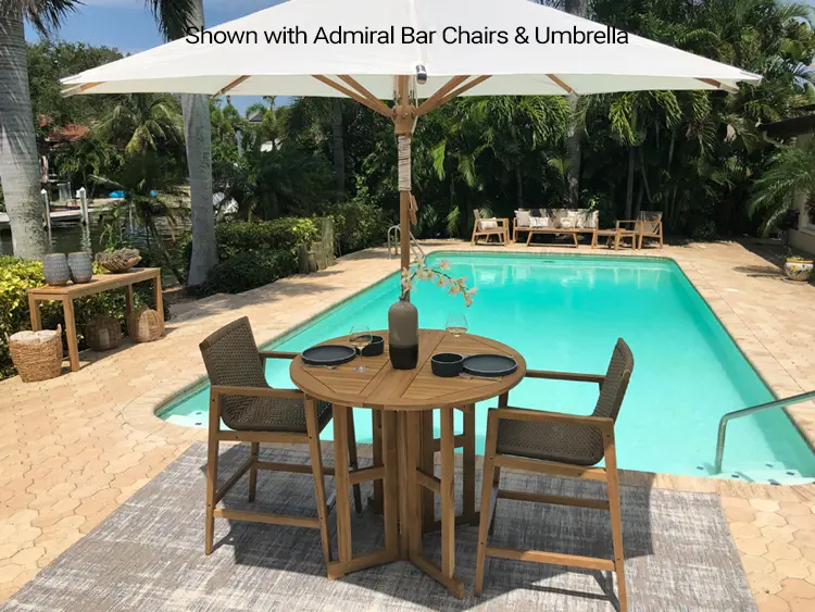 Teak Round Drop Leaf Table – Bar Height, view 2