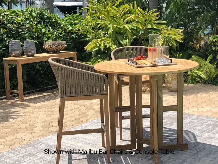 Teak Round Drop Leaf Table – Bar Height, view 3