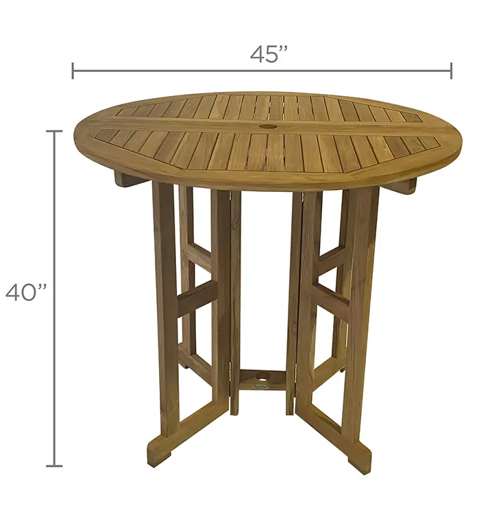 Teak Round Drop Leaf Table – Bar Height, view 4