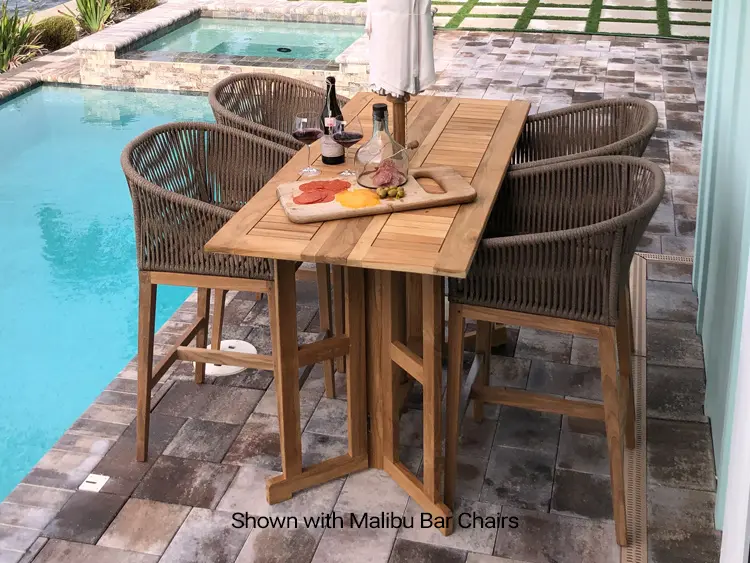 Teak Drop Leaf Table – Bar Height, view 2